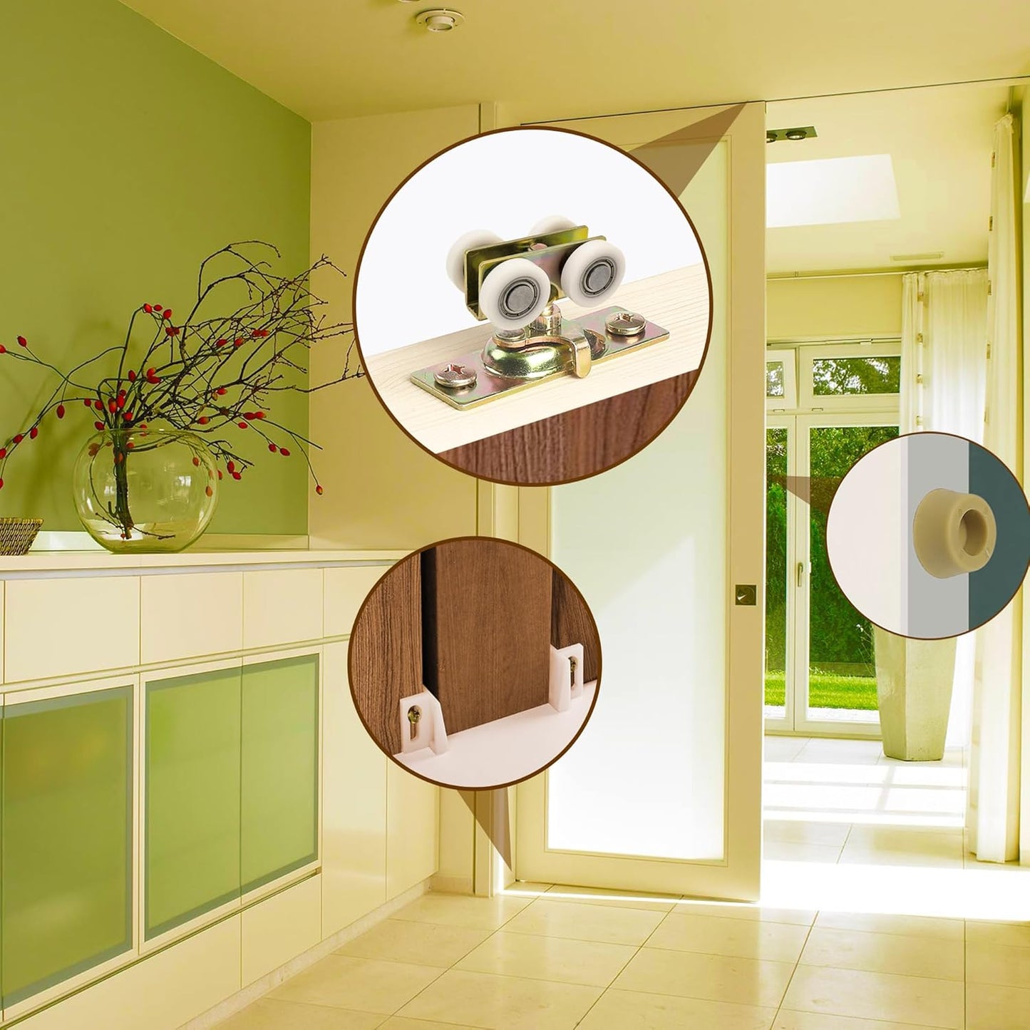 ACEPLANET 3/4" RV Pocket Door Ball Bearing Hangers Compatible with Johnson Parts #1025, #JR20565 & #H530 - Upgraded Quad Rollers, Fits 111/118F Series Track - 2 Pack