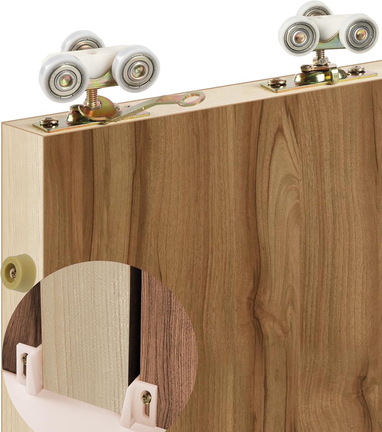 ACEPLANET Heavy Duty Pocket Door Hanger for Johnson Part #1125 & #1500 Hardware Kit - 1" Nylon Ball Bearing, 1-1/4" C.T.C, 1" Thick Doors, 200lbs Capacity - WildKart