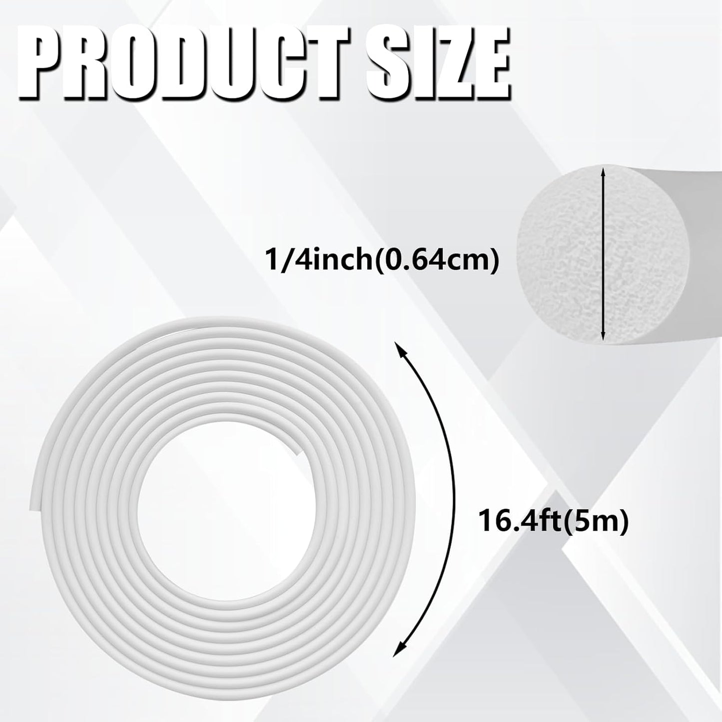 Acuteye 1/4 Inch EPDM Rubber Foam Caulk Saver - White Weather Strip Seal for Concrete Joints, Wall Cracks, Driveway - 16.4' Joint Filler