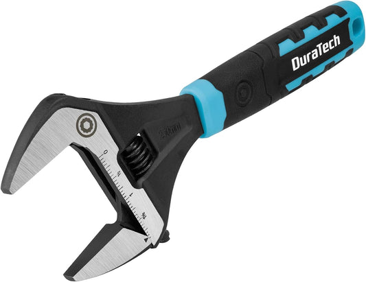 Adjustable 10-Inch Plumbing Wrench with Wide Jaw Opening, DURATECH CR-V Steel, SAE/Metric Scale, Ergonomic Handle