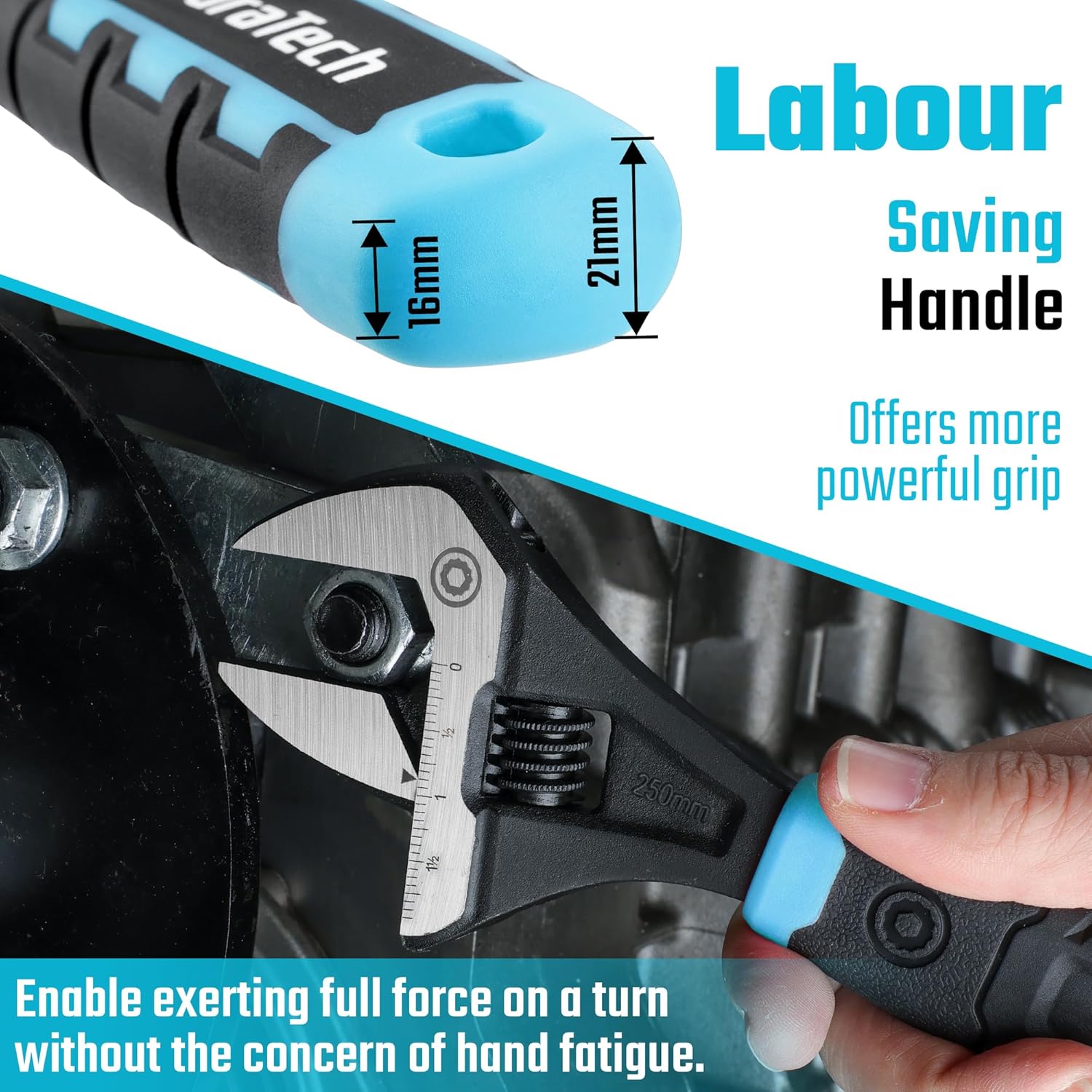Adjustable 10-Inch Plumbing Wrench with Wide Jaw Opening, DURATECH CR-V Steel, SAE/Metric Scale, Ergonomic Handle