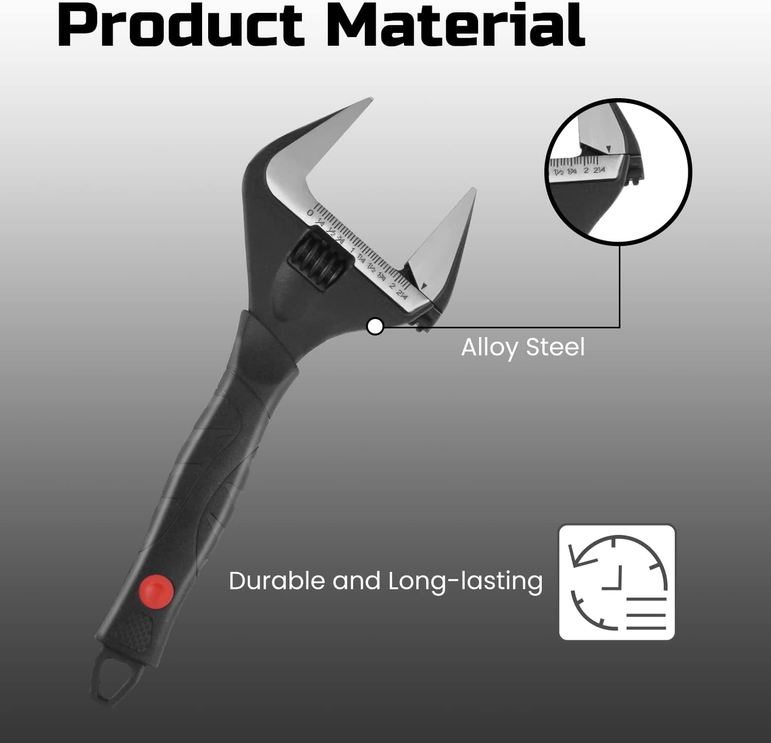 Adjustable 12-Inch Stubby Wrench with Wide 60mm Jaw Opening for Plumbing, Automotive, and Industry - Black