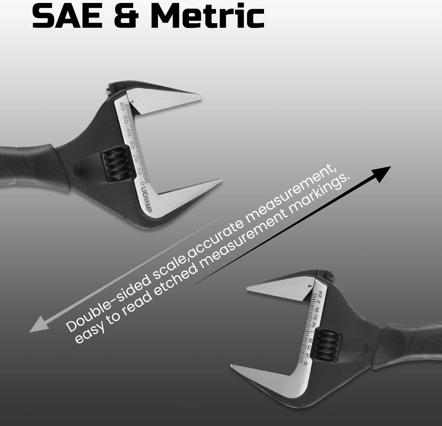 Adjustable 12-Inch Stubby Wrench with Wide 60mm Jaw Opening for Plumbing, Automotive, and Industry - Black