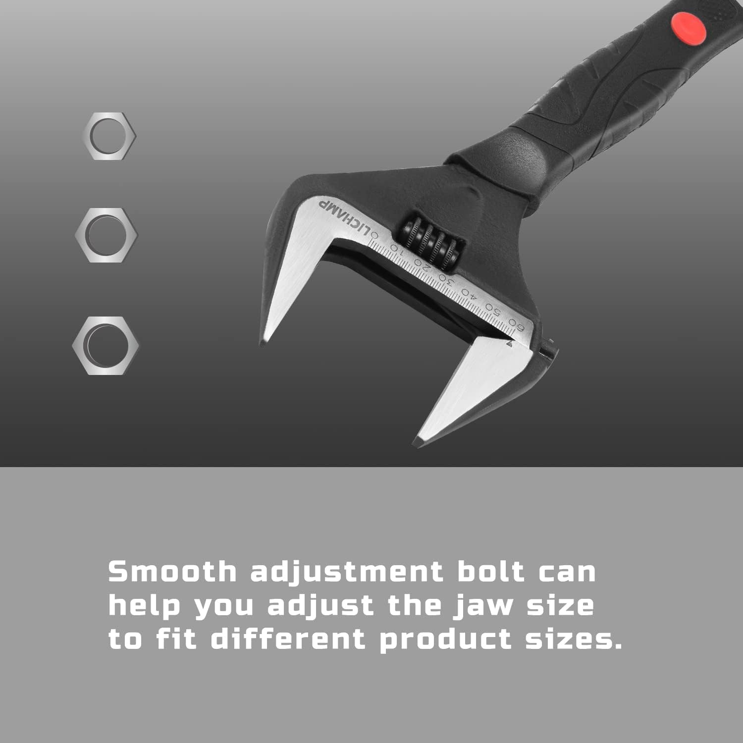 Adjustable 12-Inch Stubby Wrench with Wide 60mm Jaw Opening for Plumbing, Automotive, and Industry - Black