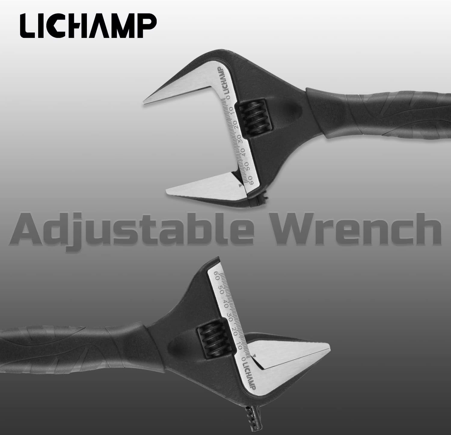 Adjustable 12-Inch Stubby Wrench with Wide 60mm Jaw Opening for Plumbing, Automotive, and Industry - Black