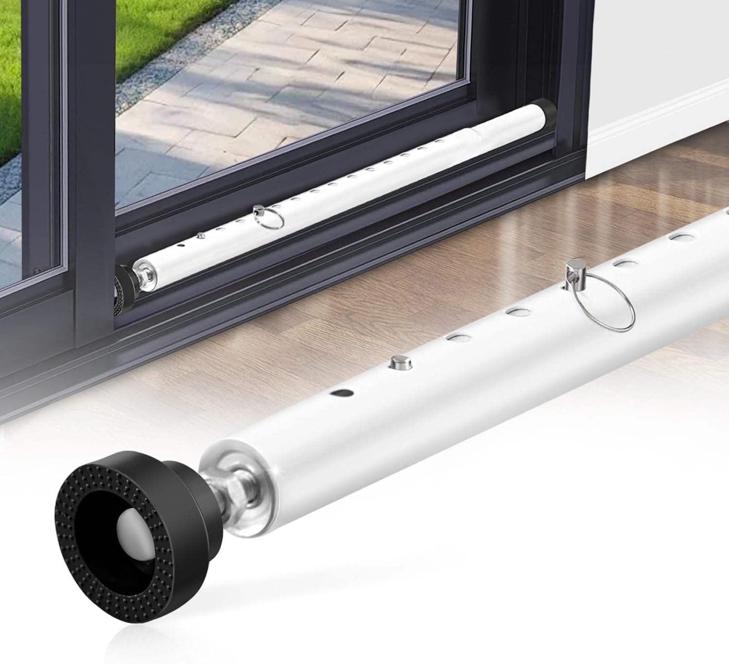 Adjustable 17-55 Inch Sliding Door Security Bar for Home & Apartment - Heavy Duty Patio Door Lock Bar with Rubber Tips - 1 Inch Diameter Glass Door Security Bar by Supforce