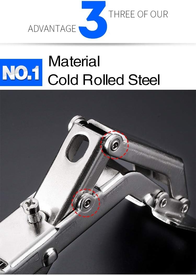 Adjustable 170 Degree Hidden Hydraulic Soft Closing Cabinet Door Hinges - Stainless Steel Buffer Damping Wardrobe Hinges, 1 Pair