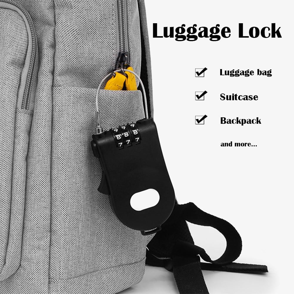 Adjustable 3 Digit Combination Cable Lock by SWENSENLin - 39 Inch Retractable Steel Wire Safety Lock for Stroller, Bike, Helmets, Snowboard, Luggage, Suitcase