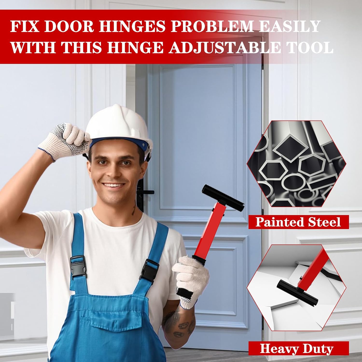 Adjustable 4-in-1 Door Hinge Gap Adjustment Tool for Residential & Commercial Use
