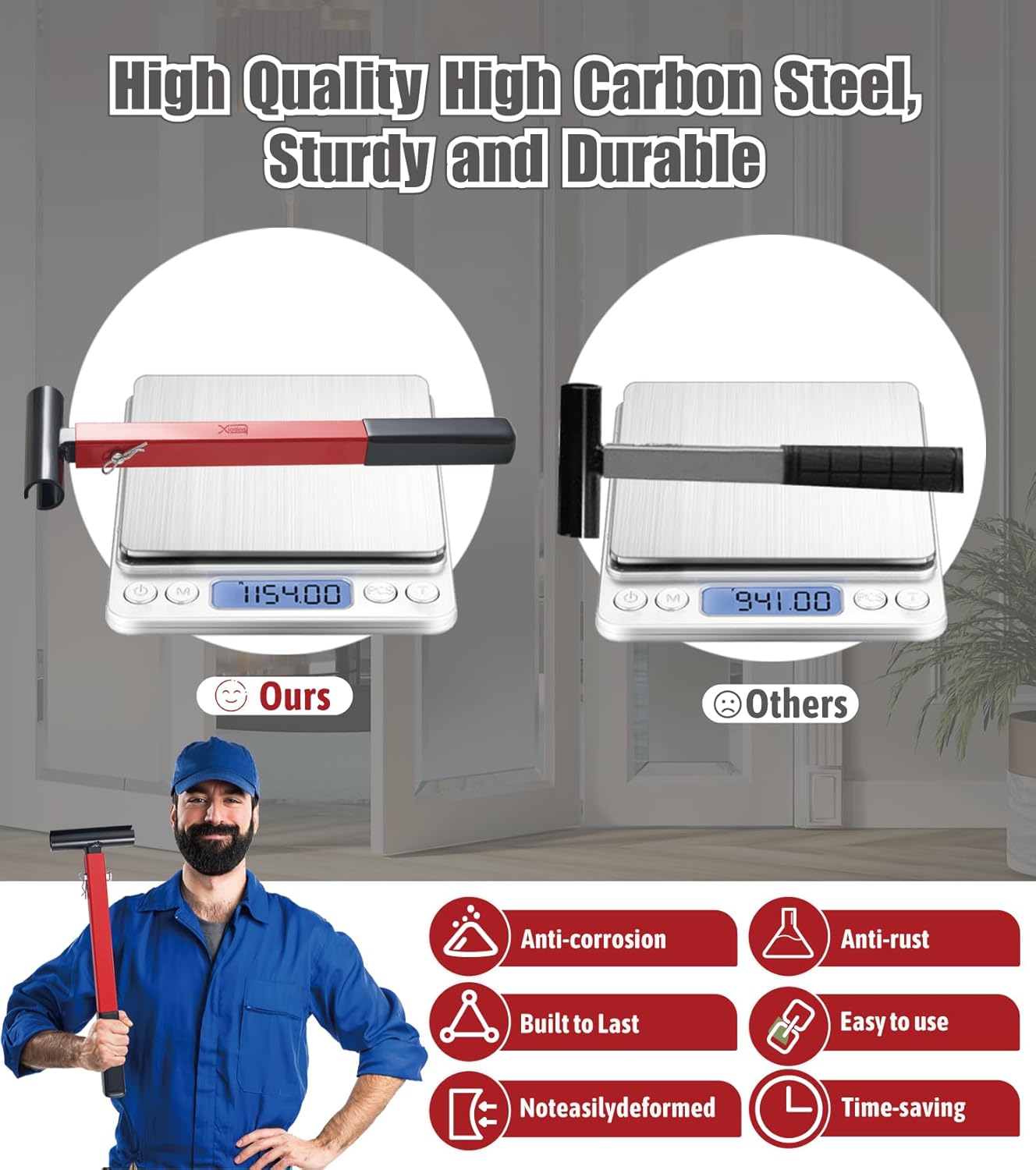 Adjustable 4-in-1 Door Hinge Gap Wrench Tool - High Carbon Steel with Comfortable Grip - Ideal for Commercial and Residential Doors - WildKart