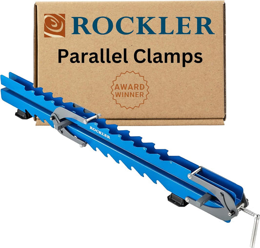 Adjustable 4-Way Pressure Steel Clamps for Table & Benchtops - Rockler Deluxe Single Panel Clamps with Scissor Couplers - Ideal for Flat Panels & Flush Joints - Includes Clamp Rails & Feet