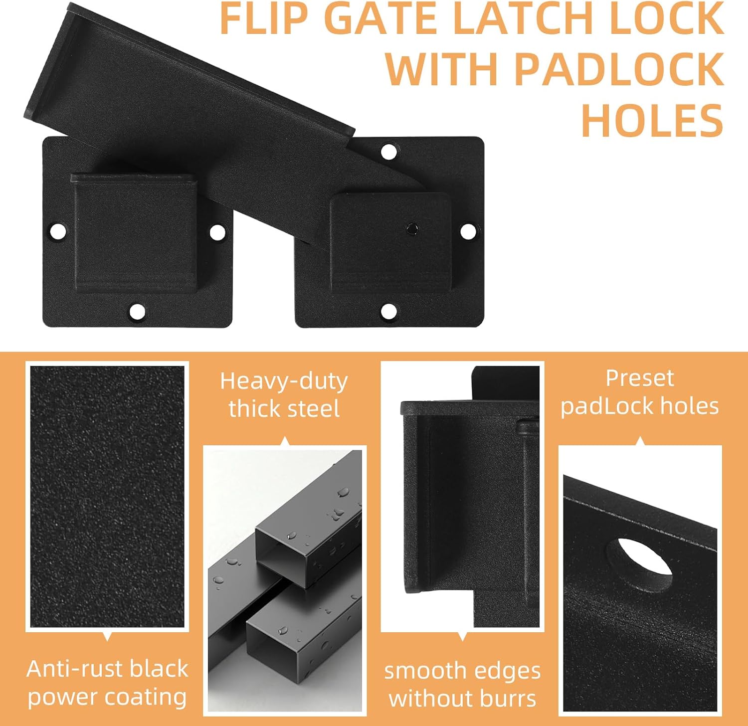 Adjustable 7.5" Aluminum Alloy Flip Gate Latch Lock with 3 Padlock Holes - Barn Door Hardware