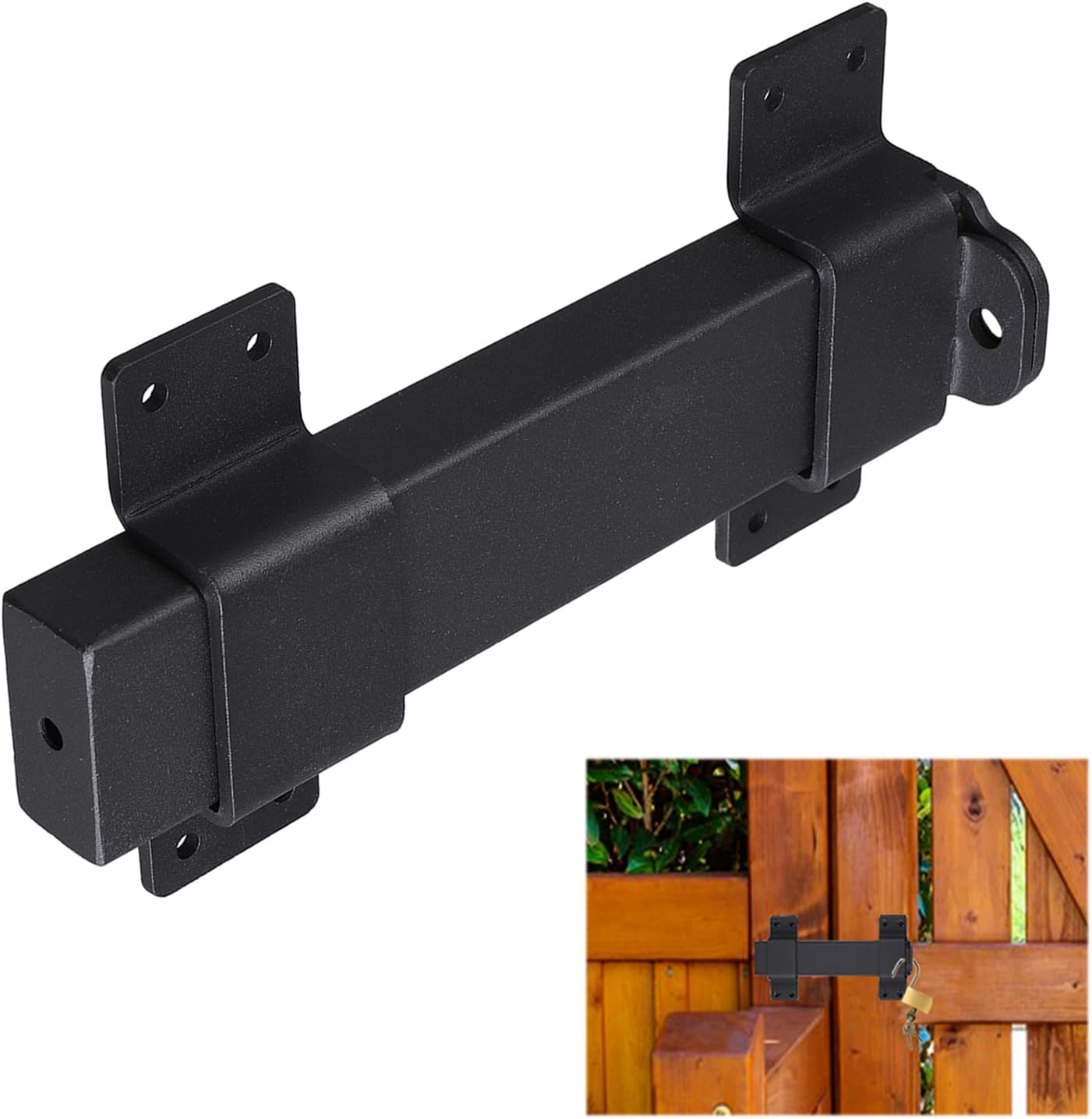 Adjustable 7.5" Heavy Duty Security Slide Latch Lock for Wooden Fences and Barn Doors with Padlock Hole - Interior and Outdoor Use