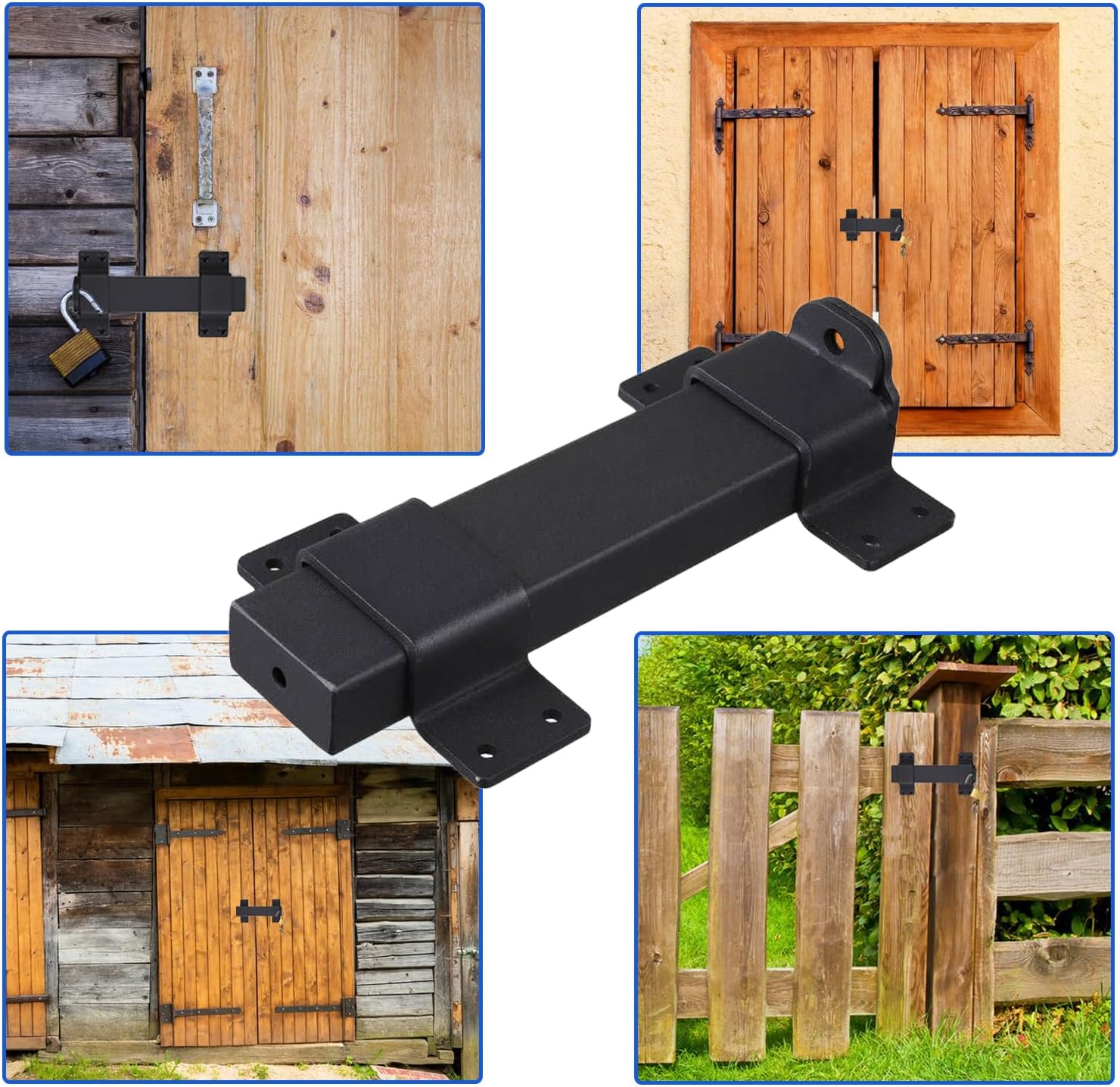 Adjustable 7.5" Heavy Duty Security Slide Latch Lock for Wooden Fences and Barn Doors with Padlock Hole - Interior and Outdoor Use