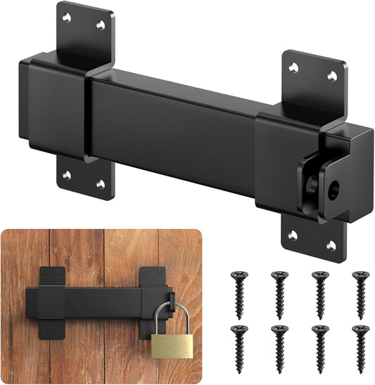 Adjustable 7.5" Slide Gate Latch with Padlock Hole - Heavy Duty Latch for Wooden Fences, Barn Doors, Outdoor Spaces - WildKart