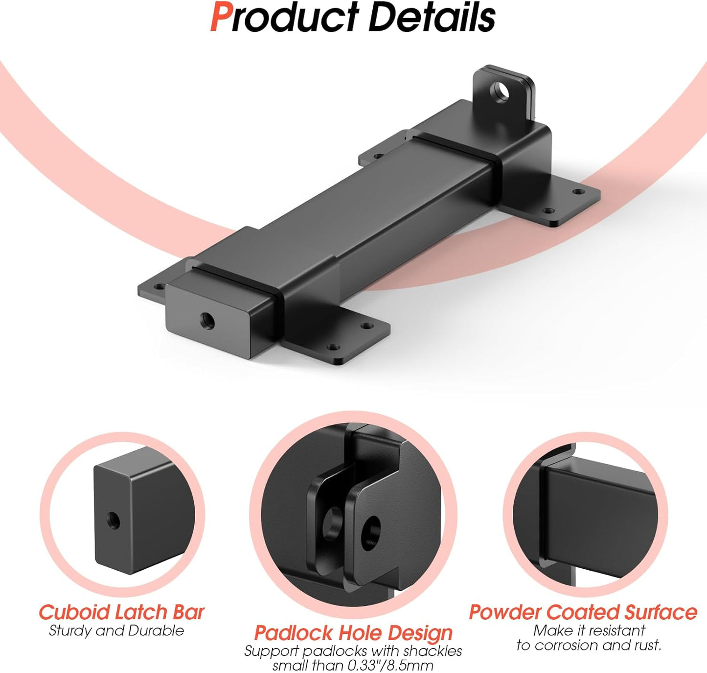 Adjustable 7.5" Slide Gate Latch with Padlock Hole - Heavy Duty Latch for Wooden Fences, Barn Doors, Outdoor Spaces - WildKart