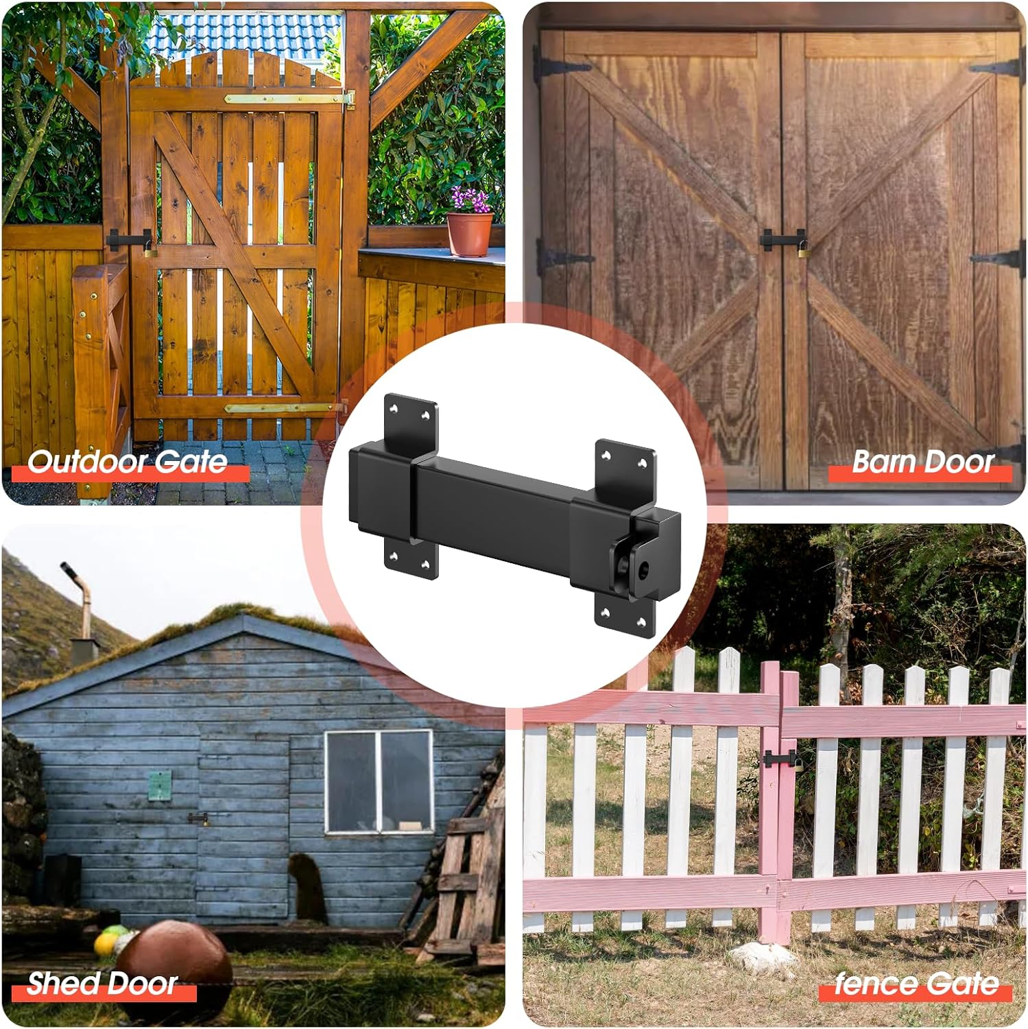 Adjustable 7.5" Slide Gate Latch with Padlock Hole - Heavy Duty Latch for Wooden Fences, Barn Doors, Outdoor Spaces - WildKart