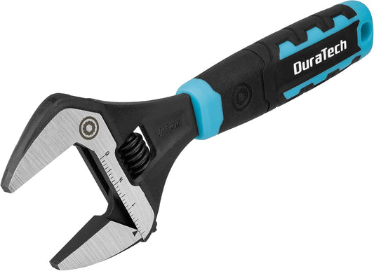 Adjustable 8-Inch Plumbing Wrench with Wide Jaw Opening, DURATECH Heavy-Duty CR-V Steel, SAE and Metric Scale, Ergonomic Grip