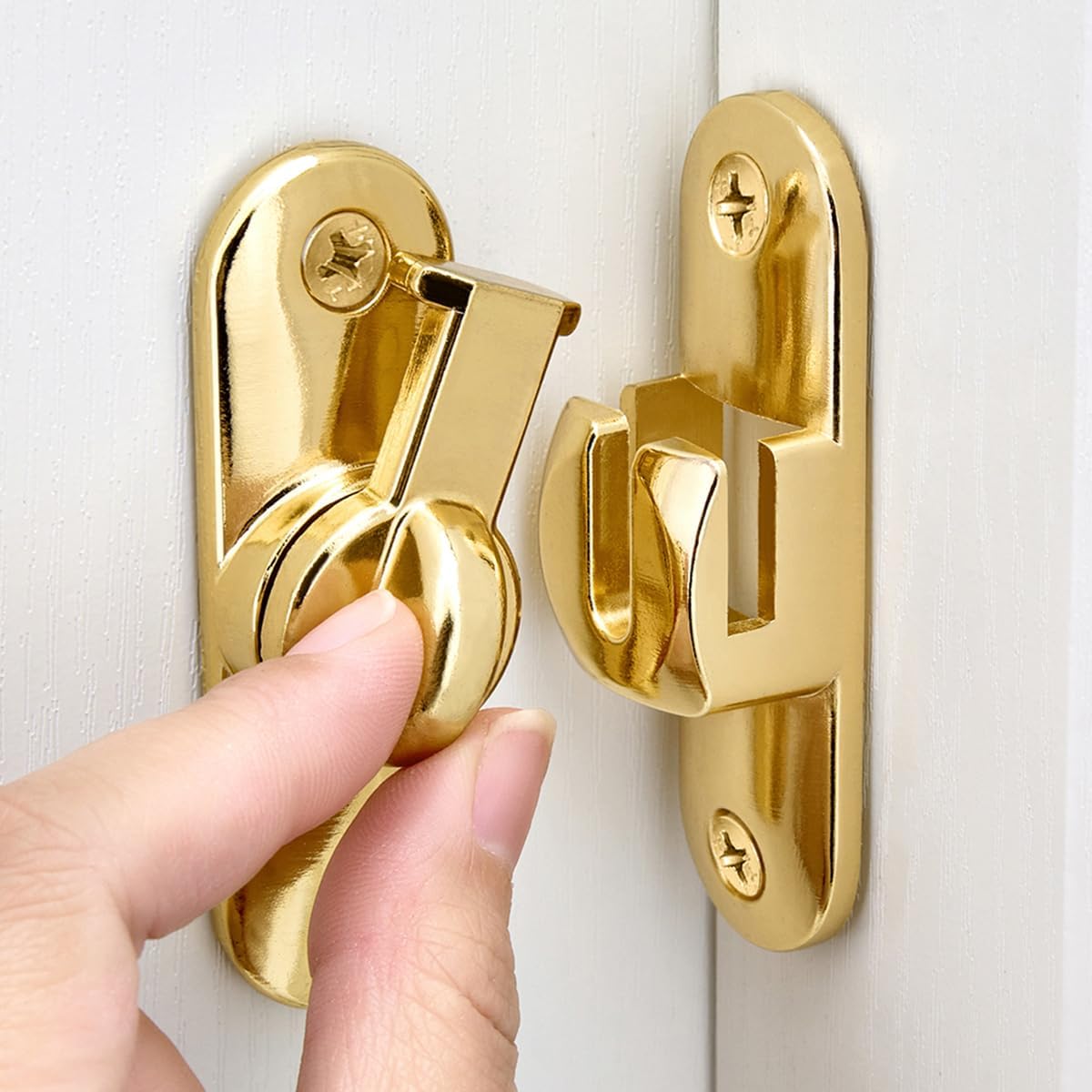 Adjustable 90/180 Degree Flip Latch System for Secure Barn Doors - 2 Pack Gold Zinc Alloy Privacy Solutions for Windows, Garden Access, Cabinets, Sliding Doors