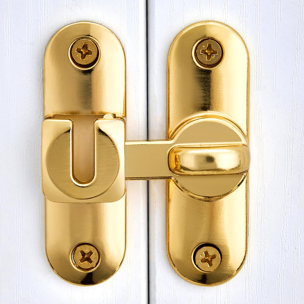 Adjustable 90/180 Degree Flip Latch System for Secure Barn Doors - 2 Pack Gold Zinc Alloy Privacy Solutions for Windows, Garden Access, Cabinets, Sliding Doors