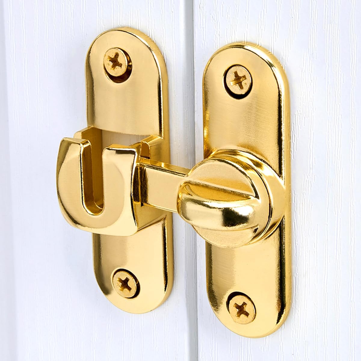 Adjustable 90/180 Degree Flip Latch System for Secure Barn Doors - 2 Pack Gold Zinc Alloy Privacy Solutions for Windows, Garden Access, Cabinets, Sliding Doors