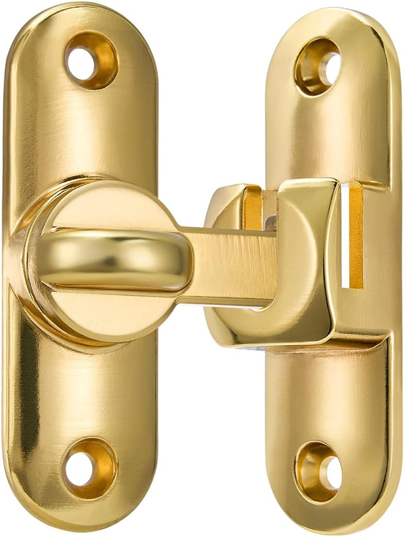 Adjustable 90/180 Degree Flip Latch System for Secure Barn Doors - 2 Pack Gold Zinc Alloy Privacy Solutions for Windows, Garden Access, Cabinets, Sliding Doors