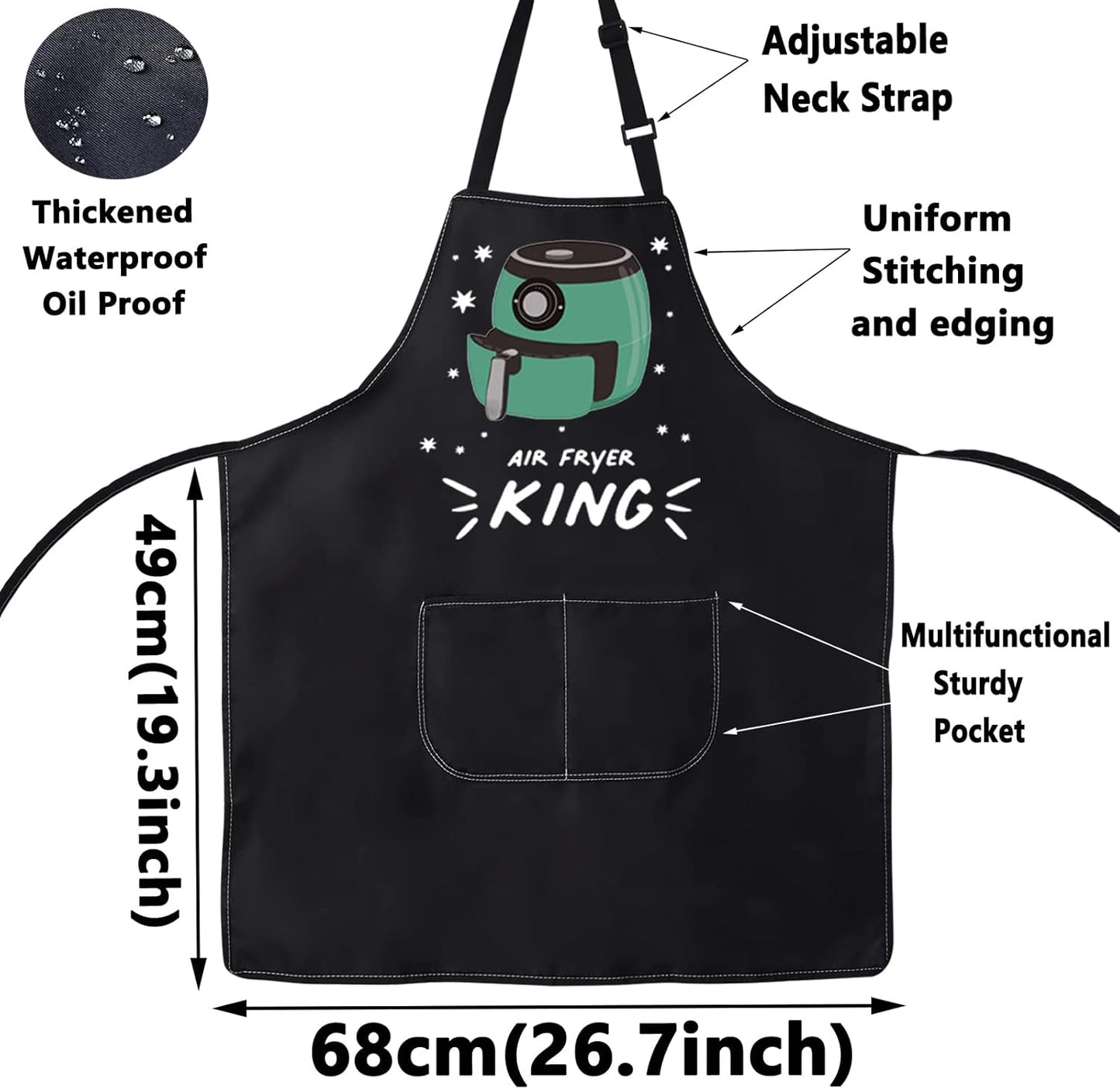 Adjustable Air Fryer Oven Apron with Pockets - Ideal Gift for Air Fryer Enthusiasts and Chefs