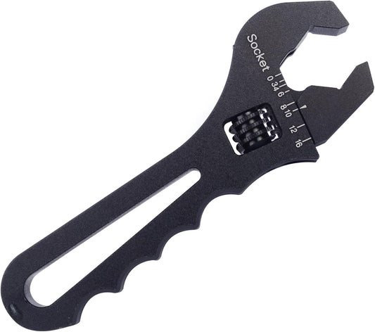 Adjustable Aluminum AN Fitting Wrench 3AN-16AN Spanner Tool for Hose Fitting Adapter, Lightweight Black