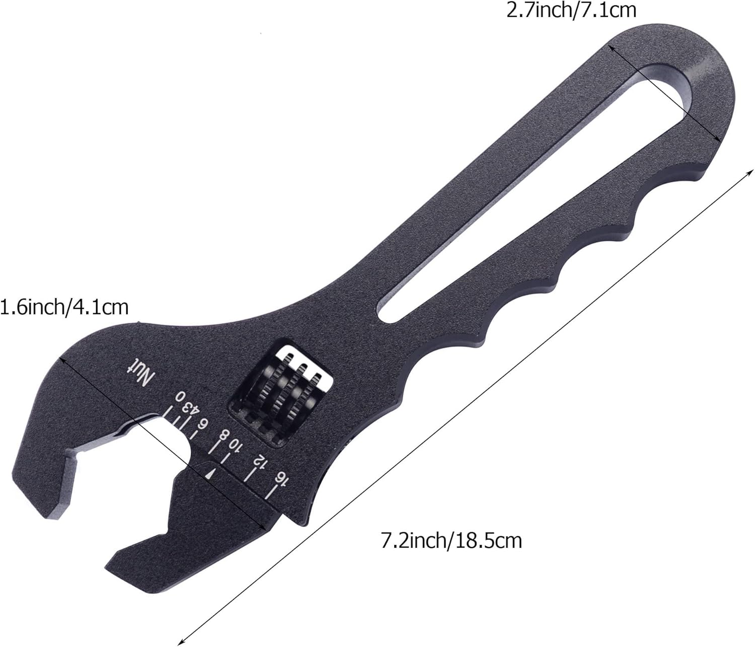 Adjustable Aluminum AN Fitting Wrench 3AN-16AN Spanner Tool for Hose Fitting Adapter, Lightweight Black