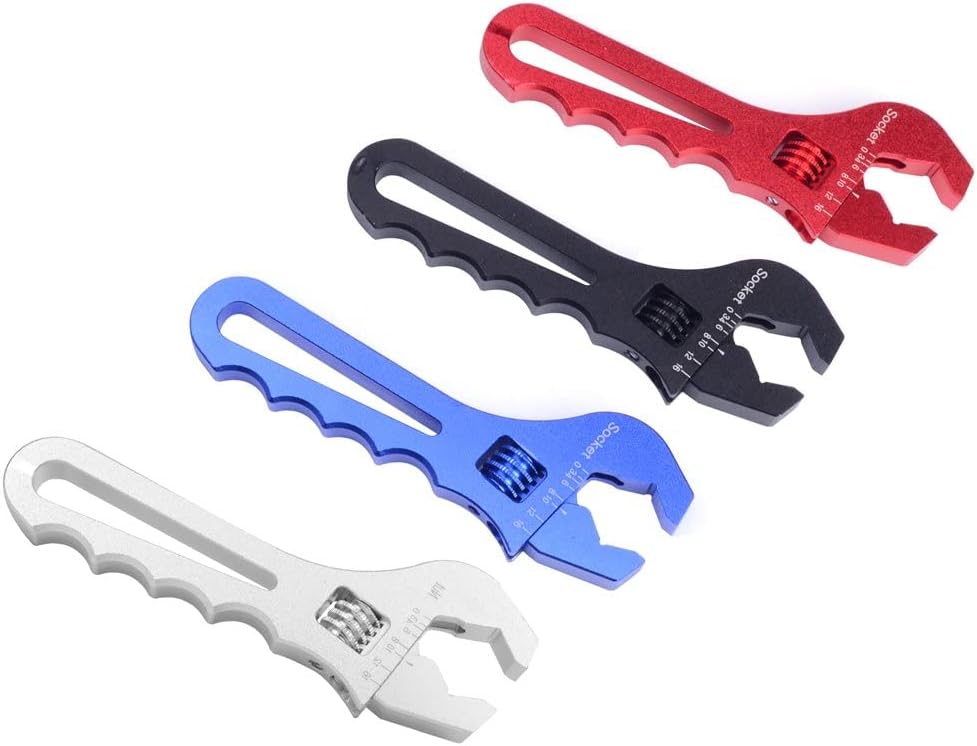 Adjustable Aluminum AN Fitting Wrench 3AN-16AN Spanner Tool for Hose Fitting Adapter, Lightweight Black