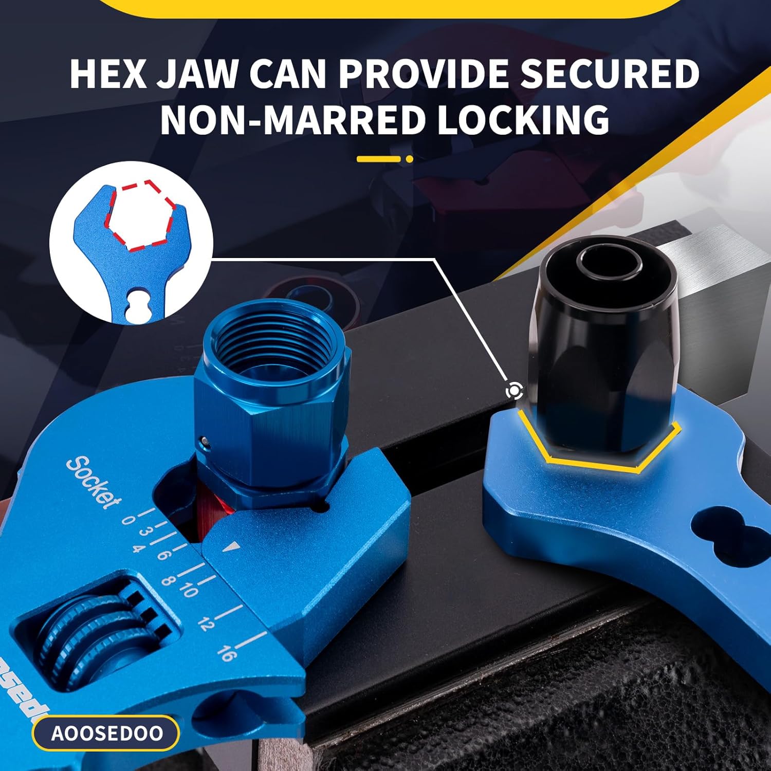 Adjustable AN Fittings Wrench Set with Double Hose End Fittings Wrench - Lightweight Aluminum, Blue - AN Tool for Hose Fitting Adapters 3AN-16AN