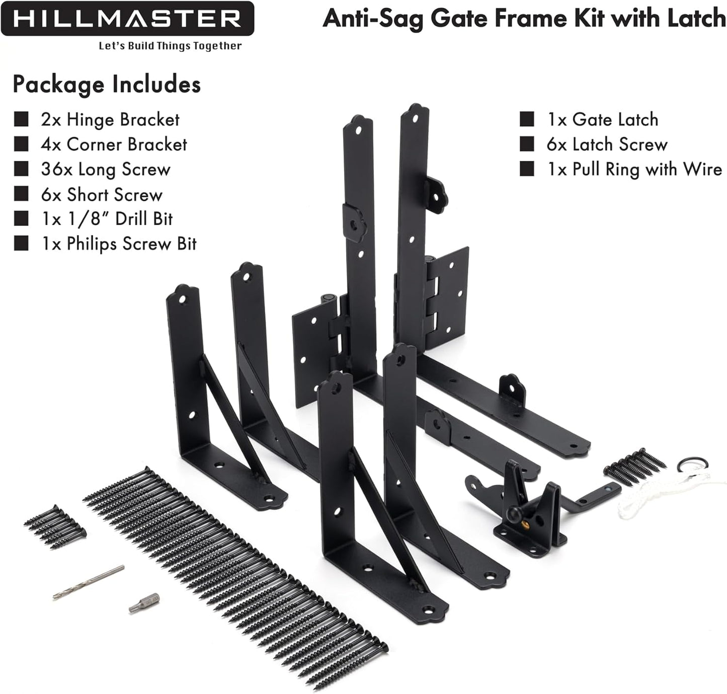 Adjustable Anti-Sag Gate Frame Kit with Heavy Duty Hardware for Wooden Fences, Driveway Gates, Shed Doors, and Windows