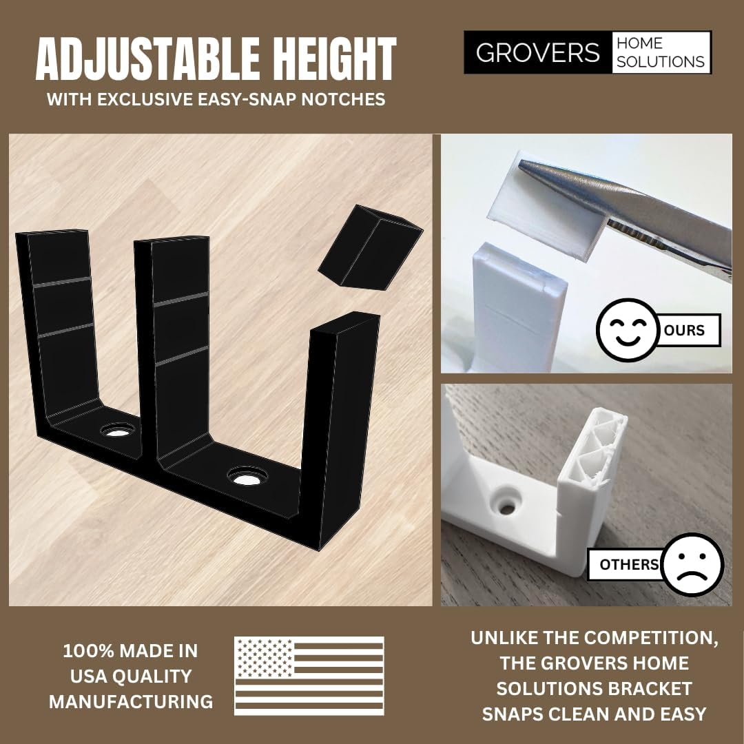 Adjustable Black Sliding Closet Door Floor Guide Bracket - Universal Height - Grovers Home Solutions