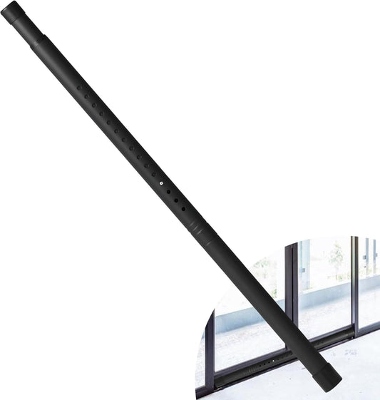 Adjustable Black Sliding Door Security Bar for Glass Patio Doors - 17.1-40 inches, 1.25 inch Diameter Window Bar with Rubber Tips - Home Safety Lock
