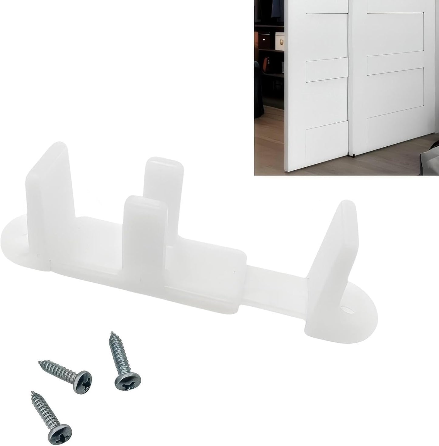 Adjustable Bypass Sliding Door Guide for 3/4 or 1-3/8 inch Doors - 5 Pack White - CAMGJORT N 6761