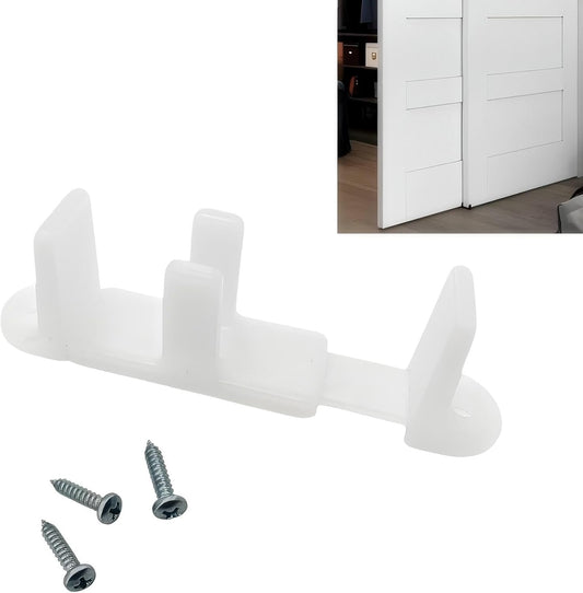 Adjustable Bypass Sliding Door Guide for 3/4 or 1-3/8 inch Doors - 5 Pack White - CAMGJORT N 6761