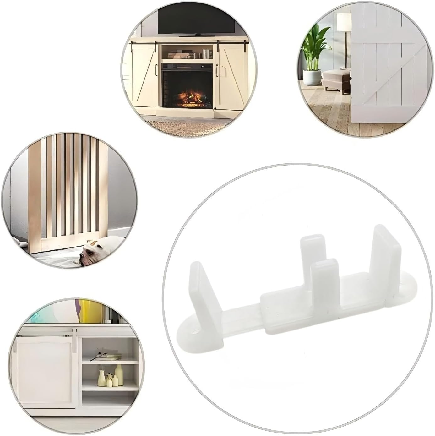 Adjustable Bypass Sliding Door Guide for 3/4 or 1-3/8 inch Doors - 5 Pack White - CAMGJORT N 6761