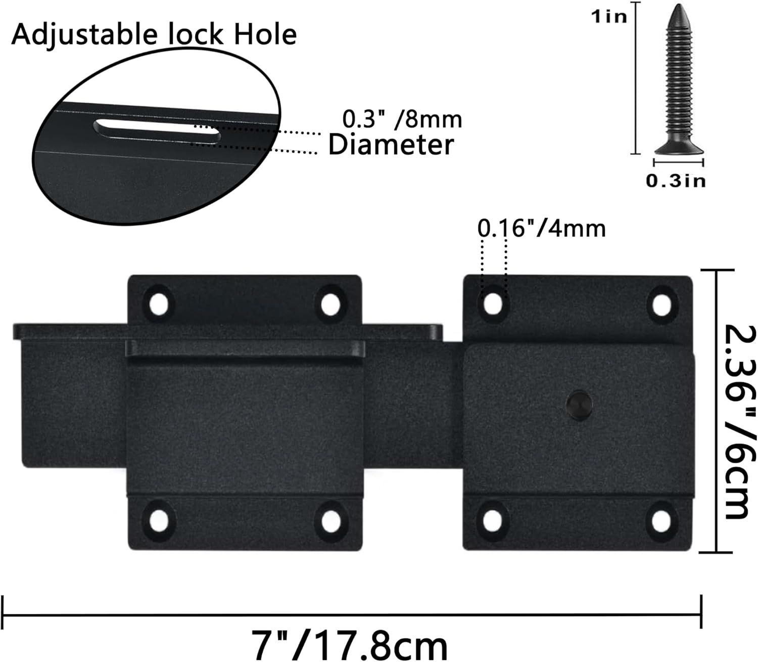 Adjustable Carbon Steel Flip Gate Latch Lock with Padlock Hole for Outdoor Gates and Fences - Black