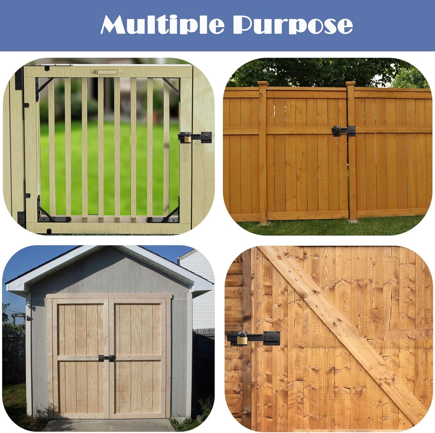 Adjustable Carbon Steel Flip Gate Latch Lock with Padlock Hole for Outdoor Gates and Fences - Black