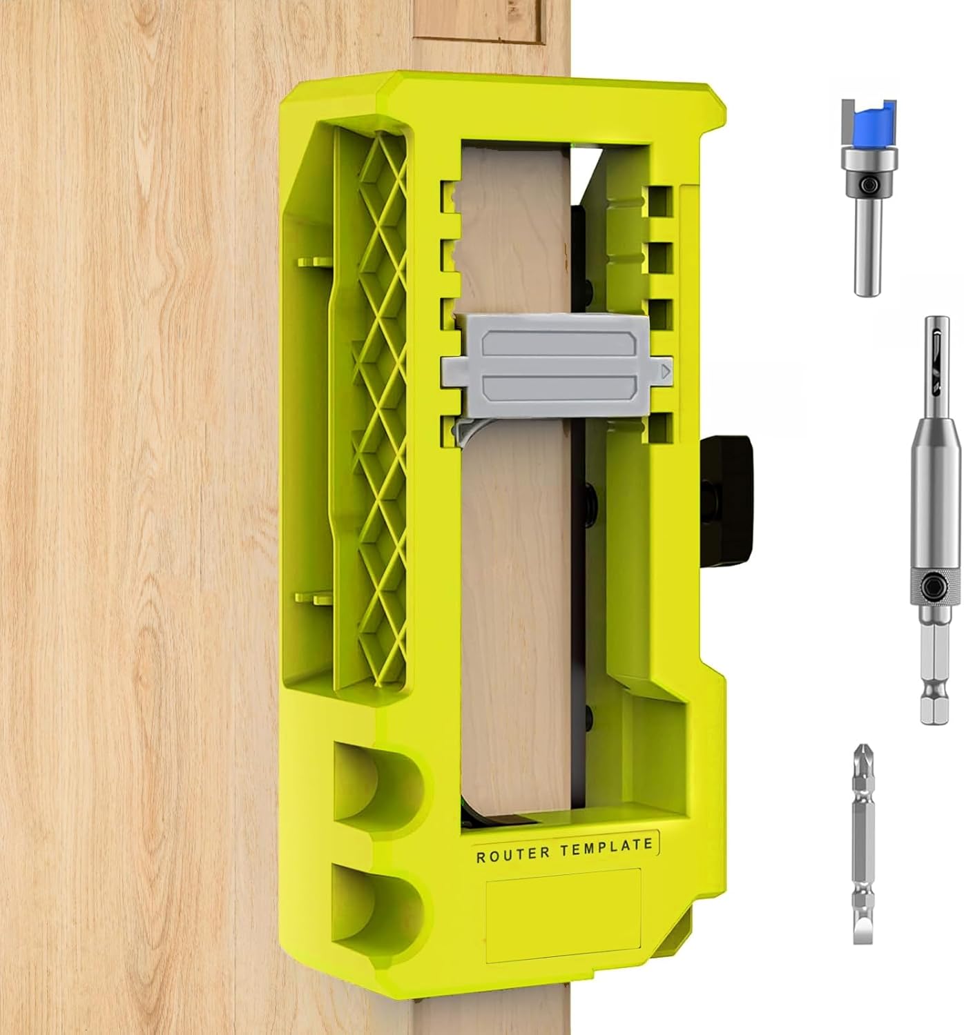 Adjustable Door Hinge Router Template Jig for 3" to 5" Length, 1/4" or 5/8" Hinges - Mortiser Cutting Tool