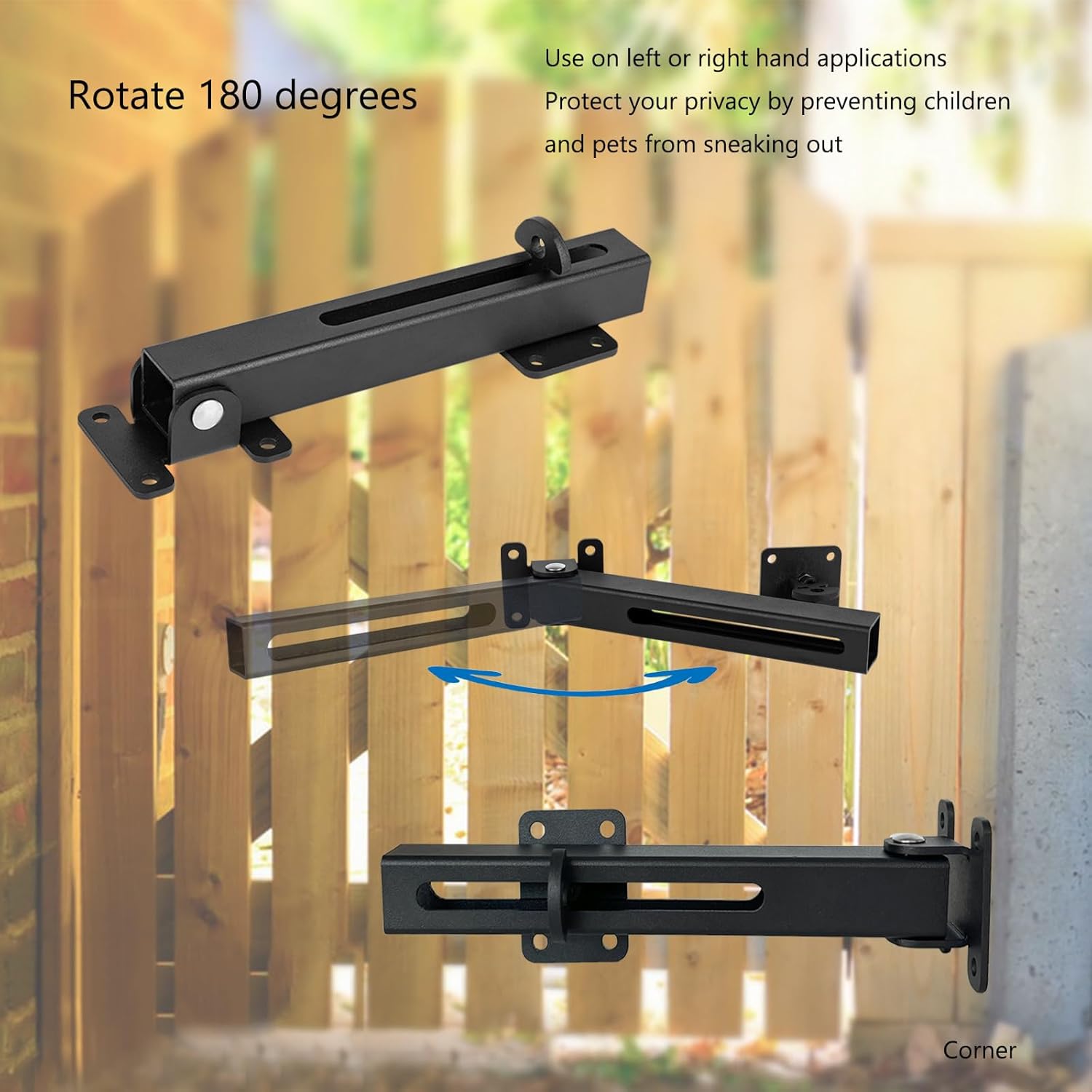 Adjustable Flip Gate Latch Lock with Padlock Hole for Swing Door, Outdoor Fence, Shed, Garage - Matte Black