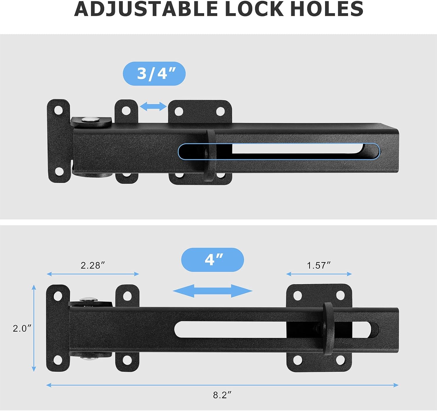 Adjustable Flip Gate Latch Lock with Padlock Hole for Swing Door, Outdoor Fence, Shed, Garage - Matte Black
