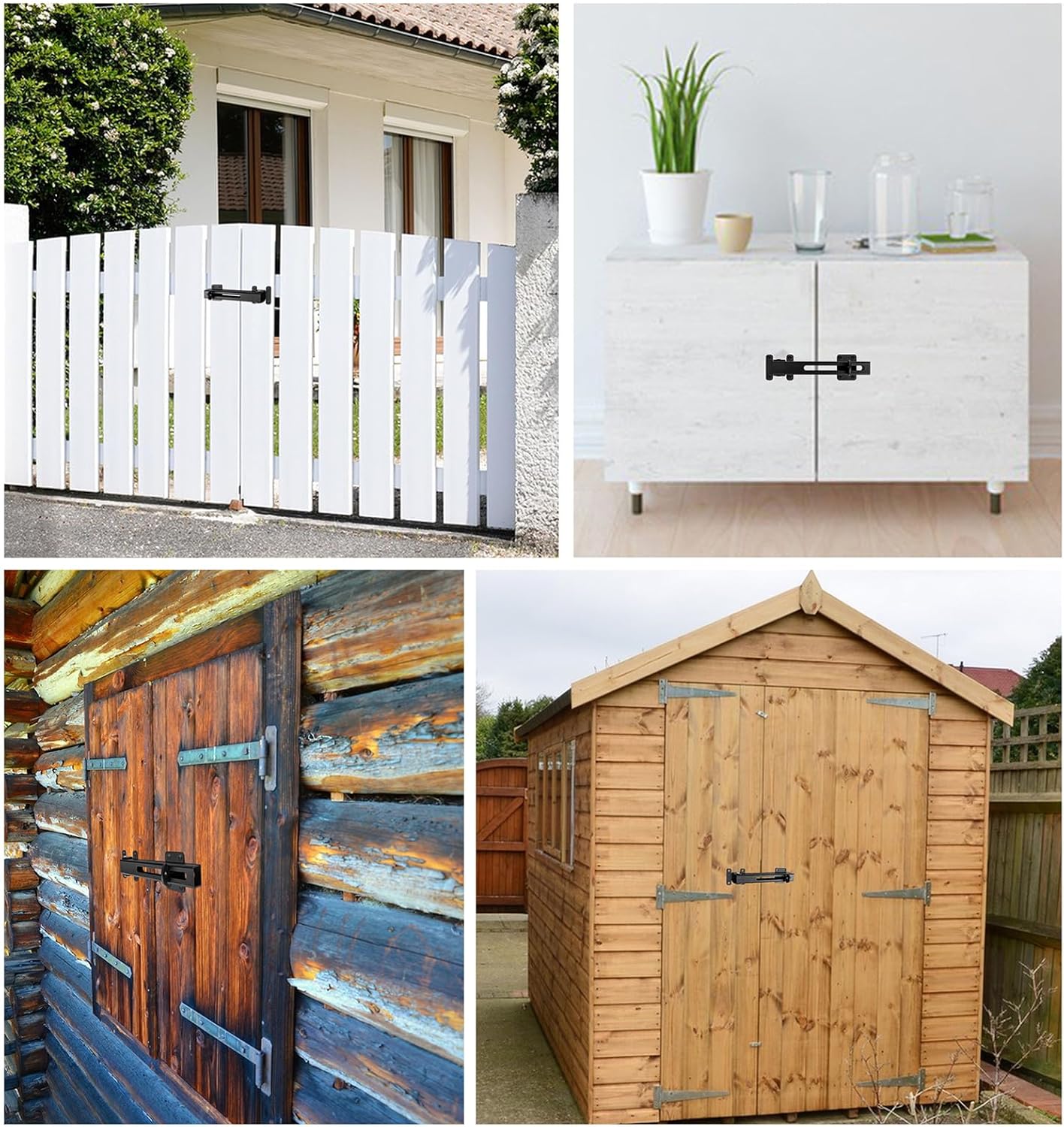 Adjustable Flip Gate Latch Lock with Padlock Hole for Swing Door, Outdoor Fence, Shed, Garage - Matte Black