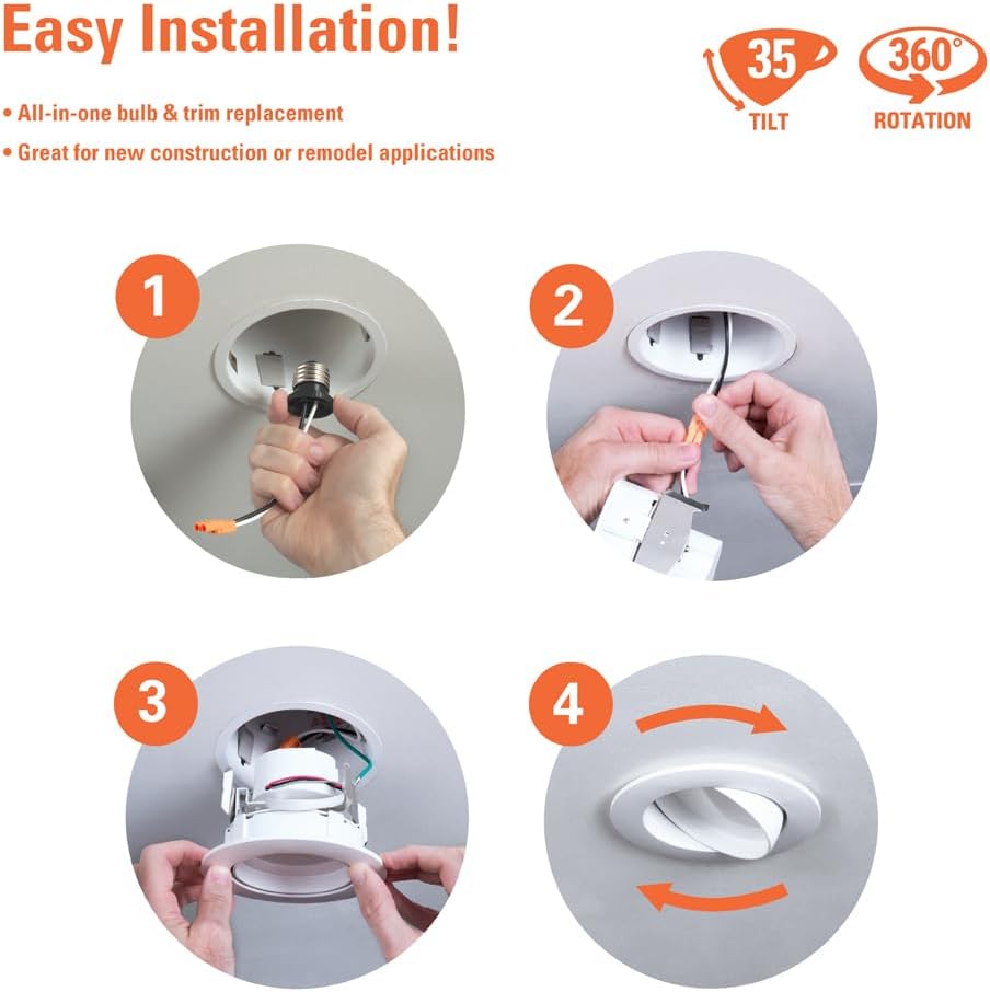 Adjustable Gimbal LED Trim Downlight with Selectable Lumens & Color Temperatures - HALO RA 4-Inch RA56LS9FSD2W1EWH