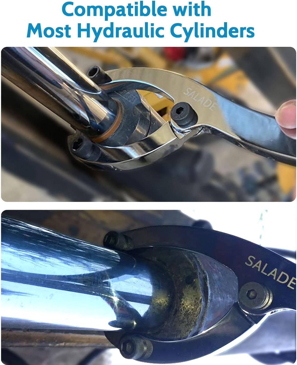 Adjustable Gland Nut Wrench for Hydraulic Cylinder Removal with Heavy Spanner - Includes Pins, Gloves, and Towels