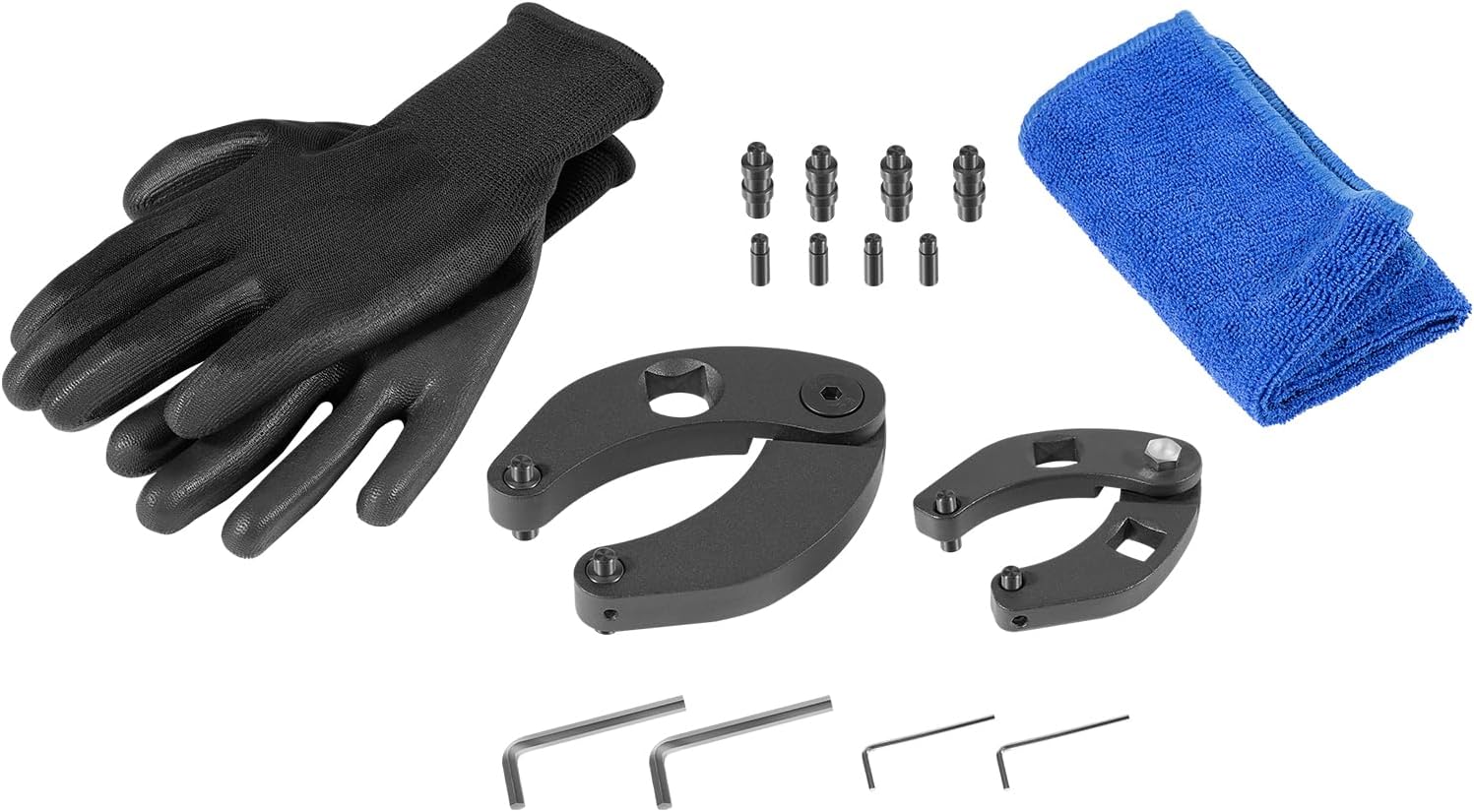 Adjustable Gland Nut Wrench Set for Hydraulic Cylinders - Includes Gloves, Towel, and Allen Wrenches - Ideal for Farm & Construction Equipment