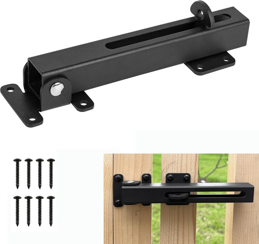 Adjustable Heavy Duty 8" Barn Door Lock with Padlock Hole - Outdoor Safety Gate Latch for Wooden Swing Doors, Sheds, Patio - KSWLOR