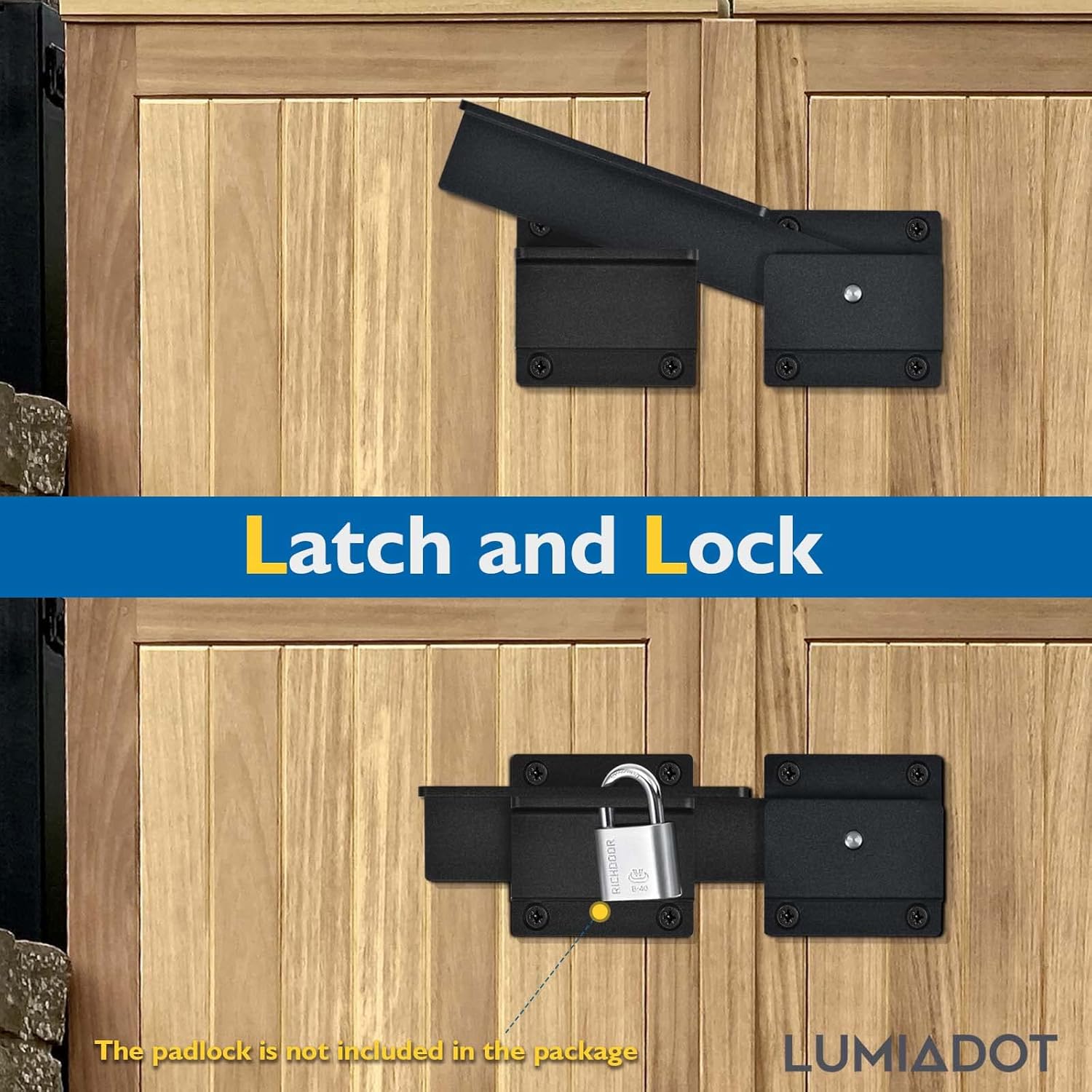 Adjustable Heavy Duty Aluminum Alloy Flip Gate Latch Lock with Padlock Hole - Ideal for Outdoor Gates, Fences, Barns, Sheds, Garages, Yards - 1 Pack