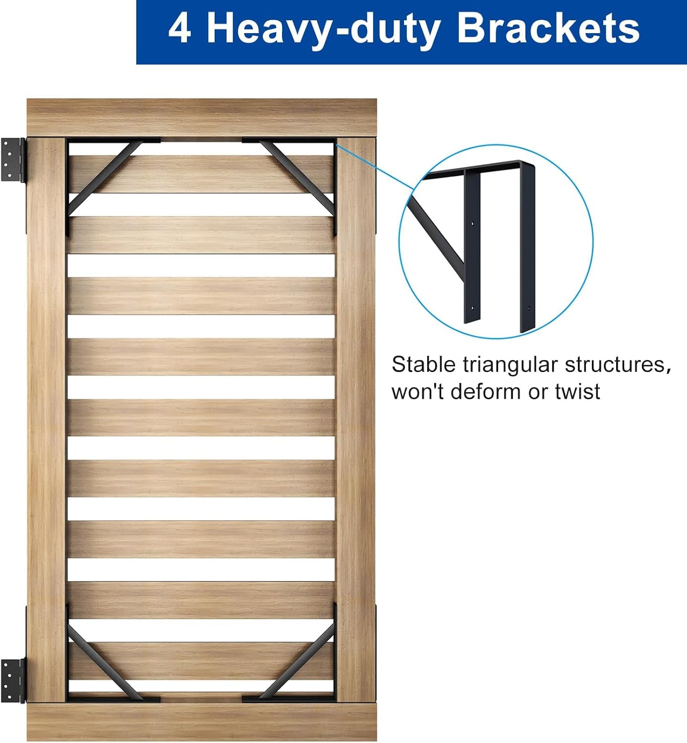 Adjustable Heavy Duty Gate Corner Brace Bracket for Wooden Fence, Driveway, and Corral Gates - Anti Sag Gate Kit for Wood Windows