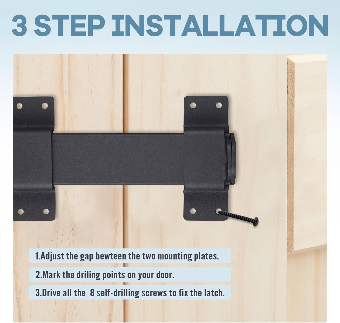 Adjustable Heavy Duty Slide Gate Latch Lock for Wooden Fences and Doors - Maibiansm Sliding Latch with Padlock Hole - Indoor/Outdoor Security Locks